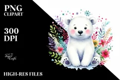 Colorful Cute Polar Bear, Transparent PNG Product Image 1