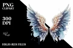 Angel Wings Watercolor Sublimation Clipart Product Image 3
