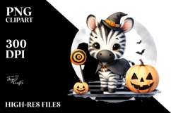 Simple Halloween Zebra on Moon, Cute PNG Product Image 2