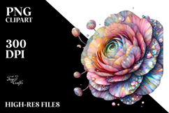 Shiny Diamond-like Ranunculus PNG Product Image 2