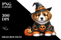 Funny Puppy in Halloween Suit | Sublimation | Clipart Product Image 1
