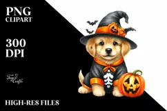 Funny Puppy in Halloween Suit | Sublimation | Clipart Product Image 1