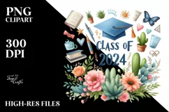 Watercolor Class of 2024 | Clipart Product Image 1
