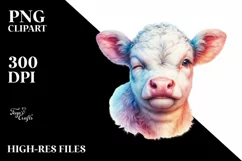 Colorful Baby Cow Winking, PNG Product Image 3