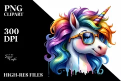 Expressive Unicorn with Funny Haircut PNG Product Image 3