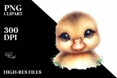 Cute Baby Duck Watercolor PNG Product Image 1