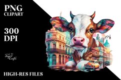 Baby Cow with Cuban Street PNG Product Image 1