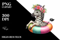 Zebra Wreath Inflatable Ring Watercolor Sublimation Clipart Product Image 1