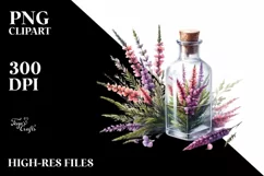 Watercolor Bottle with Large Heather | Sublimation | Product Image 1