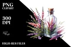 Watercolor Bottle with Large Heather | Sublimation | Product Image 2