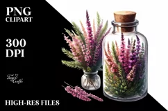 Watercolor Bottle with Large Heather | Sublimation | Product Image 1