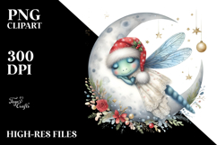 Boho Baby Dragonfly Sleeping on Moon | Sublimation | Clipart Product Image 2
