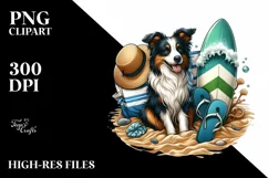 Sitting Border Collie Surf Slippers Clipart Product Image 3