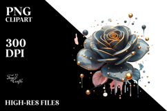 Red Rose with Golden Insertions PNG Product Image 2