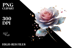 Red Rose with Golden Insertions PNG Product Image 2