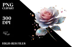 Red Rose with Golden Insertions PNG Product Image 2