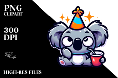 Cartoony Koala with Party Hat, PNG Product Image 2