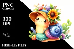 Cute Baby Snail Watercolor Clipart Product Image 3