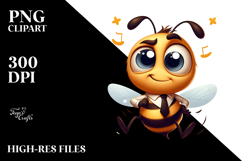 Cute Bee with Bow Tie PNG Product Image 2