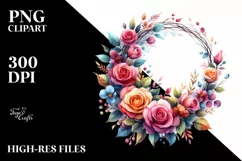 Colorful Wreath Small Pink Roses | Clipart Product Image 1