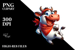 Exaggerated Cartoon Cow Dancing PNG Product Image 2