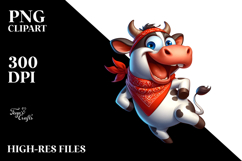 Exaggerated Cartoon Cow Dancing PNG Product Image 2
