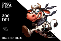 Exaggerated Cartoon Cow Dancing PNG Product Image 2