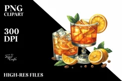 Whiskey Sour Watercolor Sublimation Clipart Product Image 3