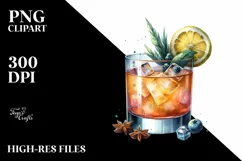 Whiskey Sour Watercolor Sublimation Clipart Product Image 3