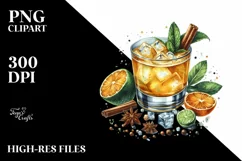 Whiskey Sour Watercolor Sublimation Clipart Product Image 3