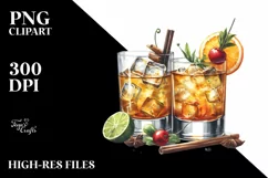 Whiskey Sour Watercolor Sublimation Clipart Product Image 3
