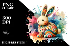 Colorful Wooden Bunny PNG Product Image 2