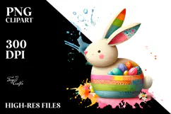 Colorful Wooden Bunny PNG Product Image 2