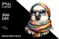 Funny Cute Parrot Silk Scarf | Sublimation Clipart Product Image 3