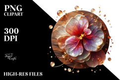 Abstract Impatiens Round Wood Splash PNG Product Image 2