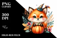 Whimsical Baby Fox Pumpkin | Sublimation | Clipart Product Image 3
