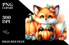 Whimsical Baby Fox Pumpkin | Sublimation | Clipart Product Image 3