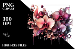 Metallic Glossy Abstract Orchid PNG Product Image 2