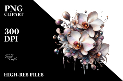 Metallic Glossy Abstract Orchid PNG Product Image 2