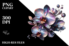 Metallic Glossy Abstract Orchid PNG Product Image 2