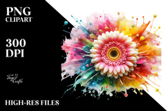 Gerbera Watercolor Splash PNG Product Image 2