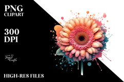 Material Gerbera Watercolor Splash PNG Product Image 2