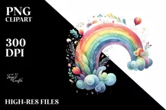 Colorful Watercolor Rainbow Wimsical Clipart Product Image 1
