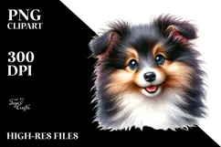 Happy Cute Shetland Sheepdog, Watercolor Art Product Image 2