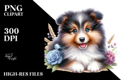 Watercolor Baby Shetland Sheepdog PNG Product Image 2
