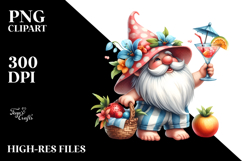 Gnome Drinking Cocktail in Summer Clothes PNG Product Image 2