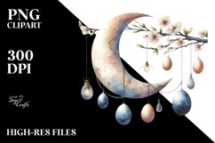 Pastel Watercolor Half Moon with Hanging Eggs PNG Product Image 2