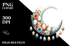 Easter Eggs Hanging in Half Moon Watercolor PNG Product Image 2