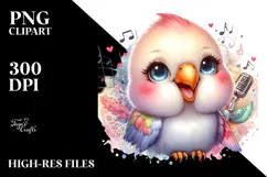 Cute Baby Parrot Singer PNG Product Image 2