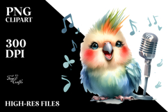 Baby Parrot with Singer Look, High-Res PNG Product Image 2